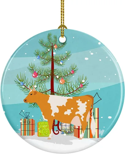 Miniatura 50 de Caroline's Treasures Adorno de cerámica de Navidad pintado o de codorniz chino, decoración colgante de árbol de Navidad verde azulado para el hogar