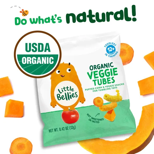 Miniatura 3 de Little Bellies Tubitos Orgánicos de Verduras Bocadillo para Niños Pequeños (Paquete de 7 x 0.42 oz Paquetes Individuales)