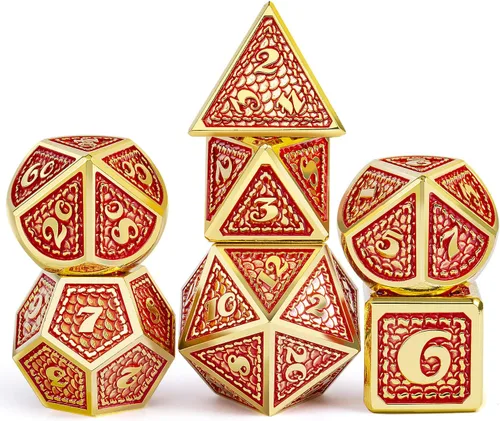 Miniatura 8 de DNDND - Juego de dados metálicos para DND con estuche de metal de regalo, 7 piezas de dados metálicos de Calabozos y Dragones para juego DND