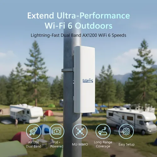 Miniatura 2 de EnGenius ENH500-AX KIT 5GHz Wi-Fi 6 (802.11ax) 2x2 Puente inalámbrico para exteriores, hasta 1,200 Mbps, alta potencia de transmisión de 26 dBm