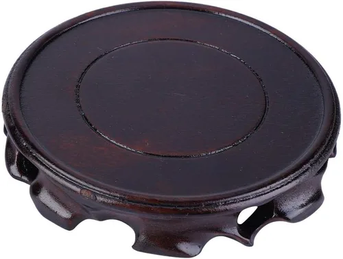 Miniatura 9 de Soporte de pedestal de madera, base de jarrón redondo vintage, soporte de madera para plantas, bonsái, acuario [M]