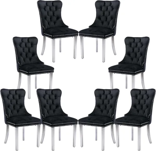 Silla de comedor copetuda moderna de terciopelo para comedor, sillas de comedor tapizadas con remache de clavo, anillo trasero para cocina, comedor