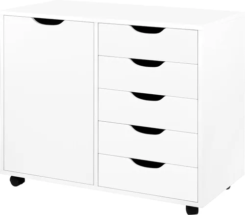 Miniatura 12 de Cajón de 5 cajones con gabinete de 2 estantes, negro, almacenamiento inteligente, perfilado con divisores ajustables, ruedas con cerradura