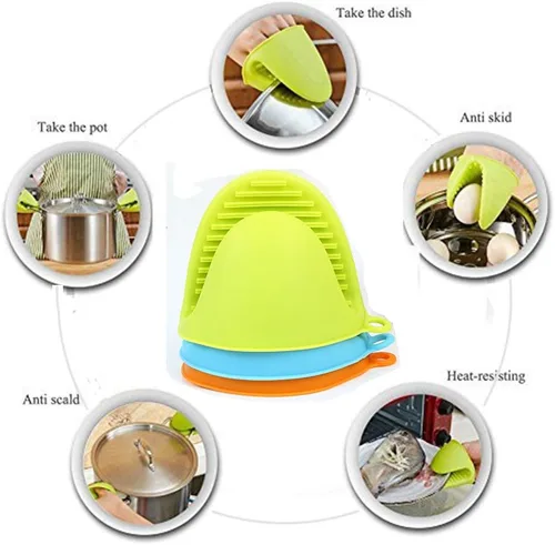 Miniatura 7 de 4 pares de mini guantes de silicona para horno, juegos de soportes para ollas para cocina, resistentes al calor, pequeños guantes antiquemaduras