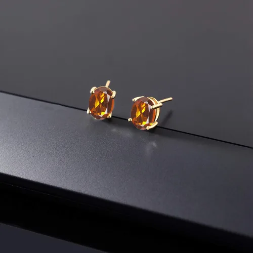 Miniatura 250 de Gem Stone King Aretes de oro de 14 quilates con piedra natal ovalada de 0.315 x 0.236 in Aretes de oro para mujer