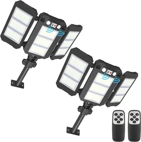 Miniatura 11 de Luces solares de inundación para exteriores, 7000 LM luces solares de brazo de aluminio súper brillantes, 6000 mAh, control remoto, luces LED