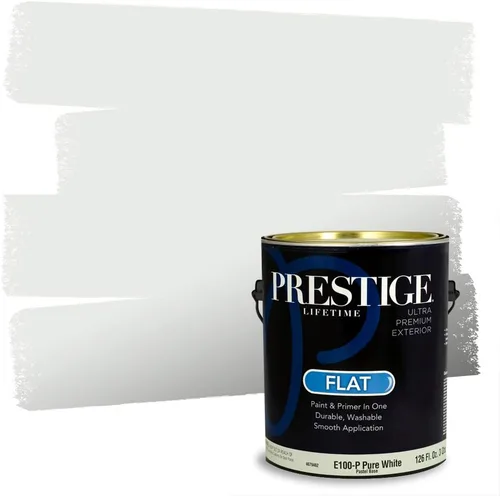 Miniatura 44 de Prestige Paints - Pintura y sellador 2 en 1 para exteriores, 1 galón, plana, similar a Sherwin Williams Snowfall, P100-P-SW6000