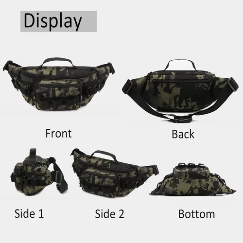 Miniatura 5 de Riñonera táctica, pequeña bolsa de aparejos de pesca, resistente al agua, cintura militar, portátil, para pesca con mosca, senderismo, escalada