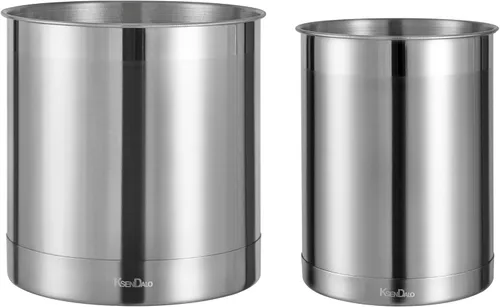 Miniatura 7 de KSENDALO Soporte para utensilios de acero inoxidable de 7 x 7 pulgadas para encimera, organizador redondo de utensilios para cucharas, cubiertos