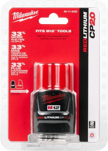 Miniatura 3 de Milwaukee 48-11-2420 M12 REDLITHIUM 2.0 Paquete de baterías compactas (1 unidad)