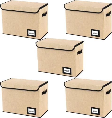 Miniatura 40 de Paquete de 2 cajas de almacenamiento para cómics, colección de 40 cm x 20 cm x 30 cm, plegable, contenedor organizador para 160-180 cómics, estante
