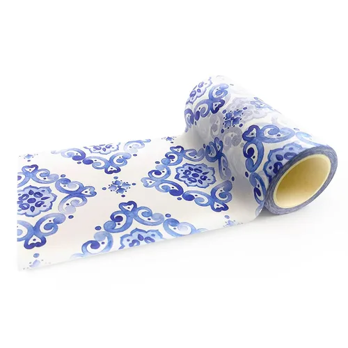 Miniatura 11 de Serenity Fair Washi Tape - Patrón de azulejos mediterráneos, suministros extra anchos de 4 pulgadas para álbumes de recortes, diario, calcomanías