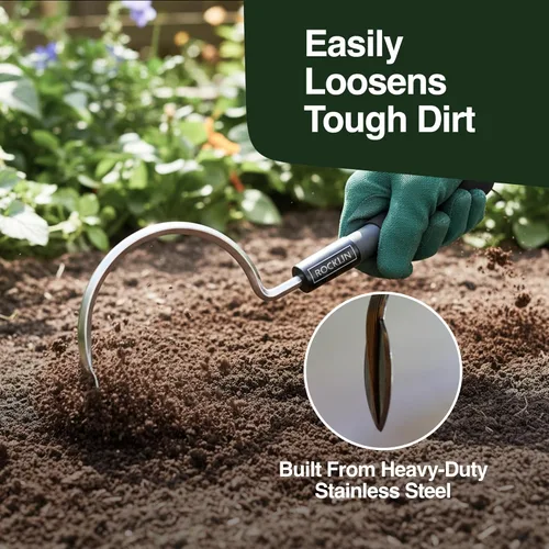 Miniatura 4 de Cobra Hook Cultivator - Herramienta de mano de jardín de alta resistencia con hoja de acero inoxidable para deshierbe, excavación y aflojamiento
