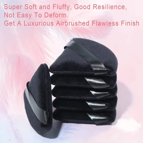 Miniatura 7 de 2 piezas EVAOUXIU esponjas triangulares para polvo facial, esponjas suaves y mullidas para maquillaje, esponjas cosméticas de terciopelo para base