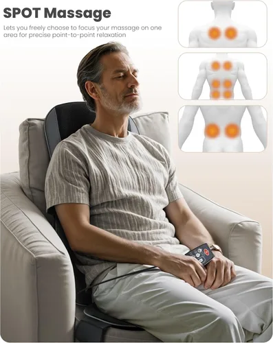 Miniatura 3 de COMFIER - Masajeador Shiatsu de espalda completa para silla con calor, con 2 velocidades Shiatsu, almohadilla de masaje para silla con punto