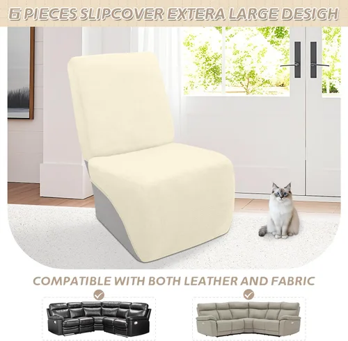 Miniatura 176 de Arfntevss Fundas de sofá seccional reclinable de terciopelo, Funda de sofá seccional de esquina para sofá reclinable, Funda elástica suave
