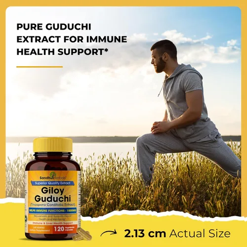 Miniatura 6 de SANDHUHERBALS Giloy orgánico (Guduchi) Polvo Herbal 120 cápsulas vegetarianas para hombres y mujeres Suplemento herbario natural para apoyo