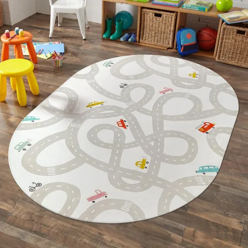 Miniatura 11 de LIVEBOX Alfombra de Juego Antideslizante Azul de 3'x5' para Niños, Alfombra de Carretera Lavable a Máquina para Sala de Juegos, Alfombra de Sala