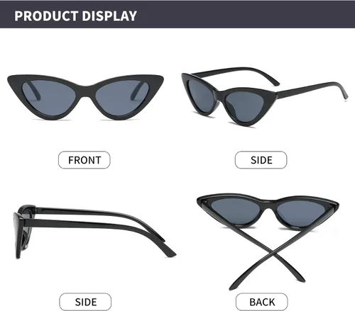 Miniatura 3 de Lentes de sol retro para mujer, con marco de plástico y diseño con estilo ojo de gato YOSHYA