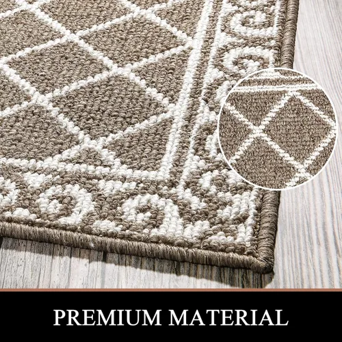 Miniatura 5 de HEBE Alfombra Pasillo Lavable 20"x59" Tapete Interior para Puerta Corredores, Alfombra Pasillo Antideslizante Atrapa Suciedad Tapetes de Piso Café