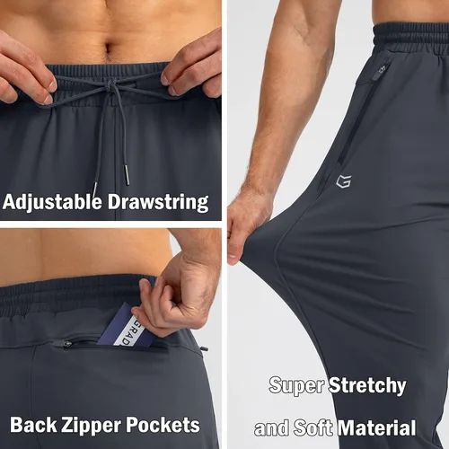 Miniatura 5 de G Gradual Pantalones deportivos para hombre con bolsillos con cremallera, pantalones deportivos cónicos para entrenamiento, correr, correr