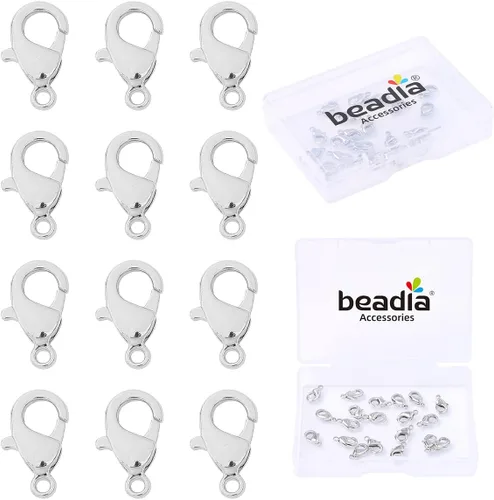 Miniatura 9 de BEADIA Cierres de langosta chapados en oro de 18 quilates que no se deslustran de 0.394 in, 20 piezas para hallazgos de fabricación de joyas Cierres