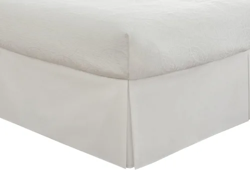 sheetsnthings Falda de cama sin arrugas de 650 hilos (Queen, color blanco sólido) mezcla de algodón de 650 hilos