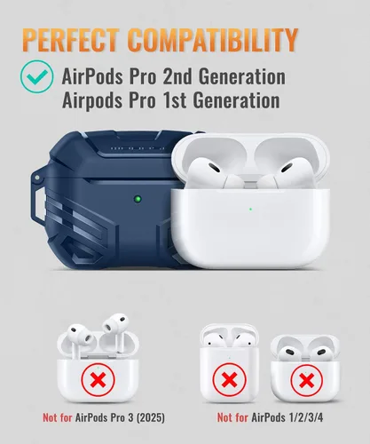 Miniatura 5 de MOBOSI Funda para AirPods Pro 2 con cerradura, compatible con funda Airpod Pro de 2ª/1ª generación, funda protectora de grado militar con kit