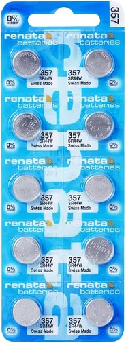 Miniatura 10 de Renata 357 SR44W Baterías – 1.55 V Óxido de Plata 357 Batería de reloj (2 unidades)