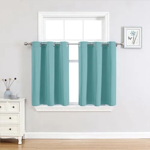 Miniatura 51 de ChrisDowa - Cortinas de cenefa pequeñas para cocina, cortinas cortas con ojales y aislamiento térmico para oscurecer la sala y habitación