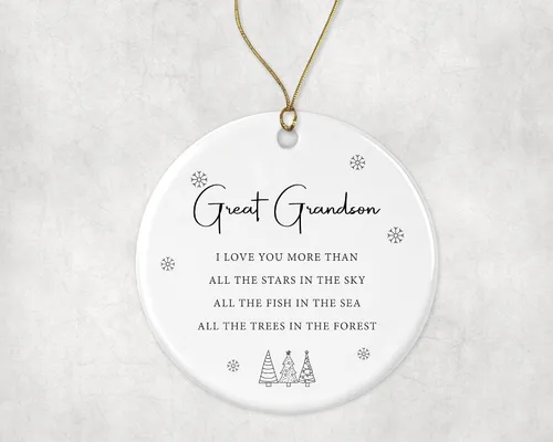 Adorno de Navidad para bisnieto, We Love You More Than All The Stars in the Sky, All The Fish in the Sea, All The Trees in the Forest, adorno