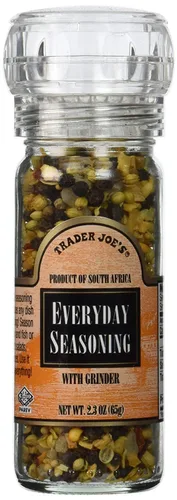 Trader Joe's - Condimento diario con molinillo integrado para uso en todo el día a día, semillas de mostaza, granos de pimienta negra, cilantro,