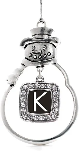 Miniatura 36 de Inspired Silver - Adorno de rodillo de reina - Adorno cuadrado de plata con muñeco de nieve con joyas de circonita cúbica