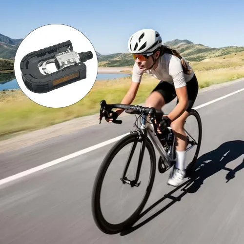 Miniatura 4 de Pedales plegables para bicicleta de montaña, pedales planos de aluminio de 9/16 pulgadas con tiras reflectantes, pedales de ciclismo planos anchos
