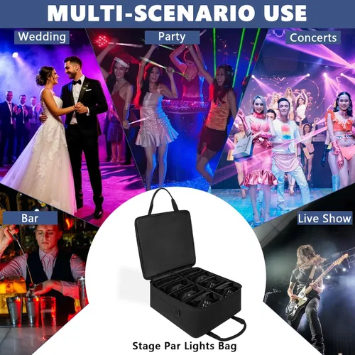 Miniatura 6 de IBVIVIC Bolsa para 8 Luces Par Spotlight, Bolsa de Almacenamiento de Iluminación de Escenario Acolchada de 5/16'', Bolsa para 8 Luces Par