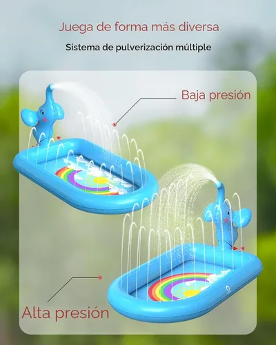 Miniatura 6 de QPAU Almohadillas de salpicaduras para niños pequeños de 1 a 3 años, tapete de juguete de elefante azul para niños, tapete de juego al aire libre