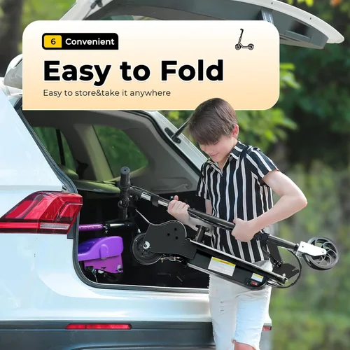 Miniatura 6 de Zupapa Scooter eléctrico con asiento para niños de 6 a 12 años, neumático de 6 pulgadas, hasta 10 mph y 70 minutos de tiempo de conducción