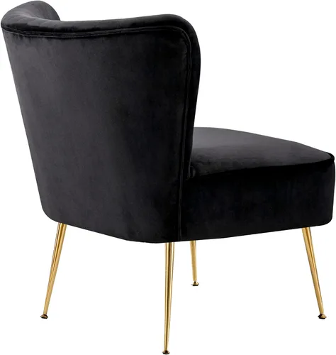 Miniatura 6 de WO Home Furniture - Silla decorativa de terciopelo copetudo de 25 pulgadas de ancho con patas de metal dorado resistentes a la corrosión, asiento