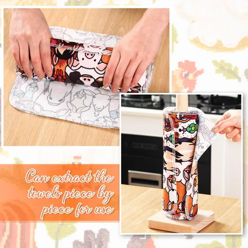 Miniatura 4 de Redbaker 50 piezas de toallas de papel reutilizables paños de algodón reutilizables sin papel toallas de papel absorbentes lavables con rollo paños