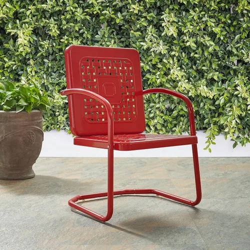 Miniatura 9 de Crosley Furniture Bates - Juego de 2 sillas para exteriores, sillas de patio de metal retro para comedor, porche, terraza, balcón, color rojo