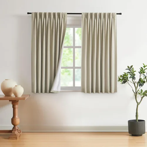 Miniatura 64 de Vision Home Cortinas marrones con pliegues pinzados de bloqueo total, cortinas de ventana de lino mezclado para oscurecimiento de la habitación, 95