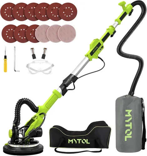 Miniatura 9 de Lijadora para Paneles de Yeso, MYTOL Lijadora Eléctrica de Pared de 7.2A con Recolección de Polvo al Vacío, 6 Velocidades Ajustables 900-1800 RPM