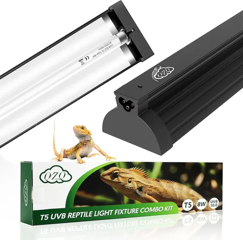 QZQ Kit combinado de accesorio de luz T5 UVB para reptiles 8W, luz UVB de 10.0 para reptiles, campana de terrario viene con lámpara de reptil del