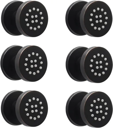 Miniatura 26 de HOMEDEC Cabezal de ducha redondo de latón de 2 pulgadas, para masaje, spa, soporte de pared, 4 piezas, negro mate