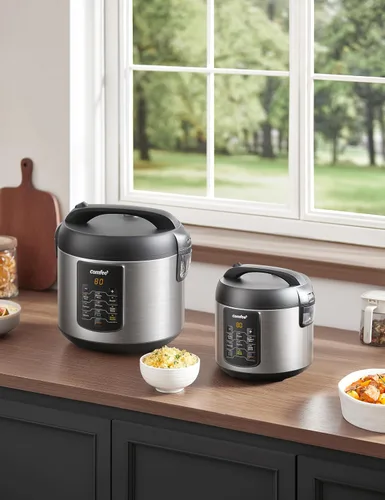 Miniatura 7 de COMFEE - Arrocera 6 en 1 de acero inoxidable, cocina lenta, vaporizador, salteado y calentador, 2 cuartos de galón, 8 tazas cocidas