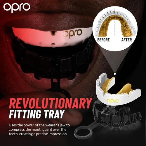 Miniatura 5 de OPRO - Protector bucal Gold Level para aparatos dentales, protector bucal moldeable para comodidad y ajuste para boxeo, hockey, artes marciales Azul