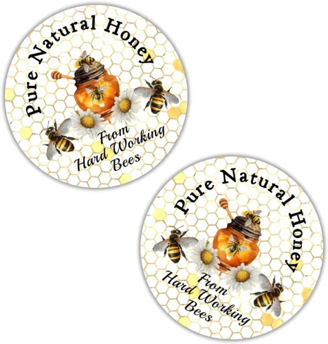 Miniatura 7 de 40 etiquetas de tarro de miel, pegatinas, etiquetas, abejas miel cruda natural