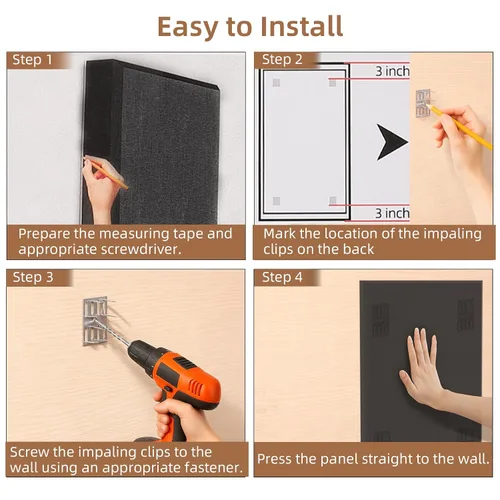 Miniatura 5 de FAHKNS Paneles de pared acústicos absorbentes de sonido: 48 "x24" x 2 "paneles de pared insonorizados de fibra de vidrio, paneles de aislamiento