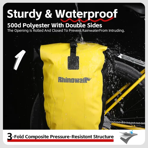 Miniatura 3 de Bolsa para Bicicleta Rhinowalk Bolsa de Alforja Impermeable para Bicicleta para Portaequipaje de Bicicleta Bolsa de Sillín de Bicicleta Bolsa