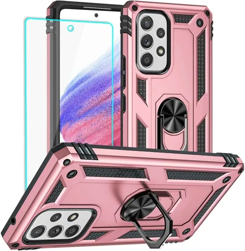 Miniatura 25 de Yiakeng Funda para Samsung A52, Galaxy A52 con protector de pantalla HD, fundas protectoras de grado militar con anillo para Samsung Galaxy A52 5G